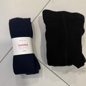 Hanna Andersson Kids Black and Blue Footed Tights